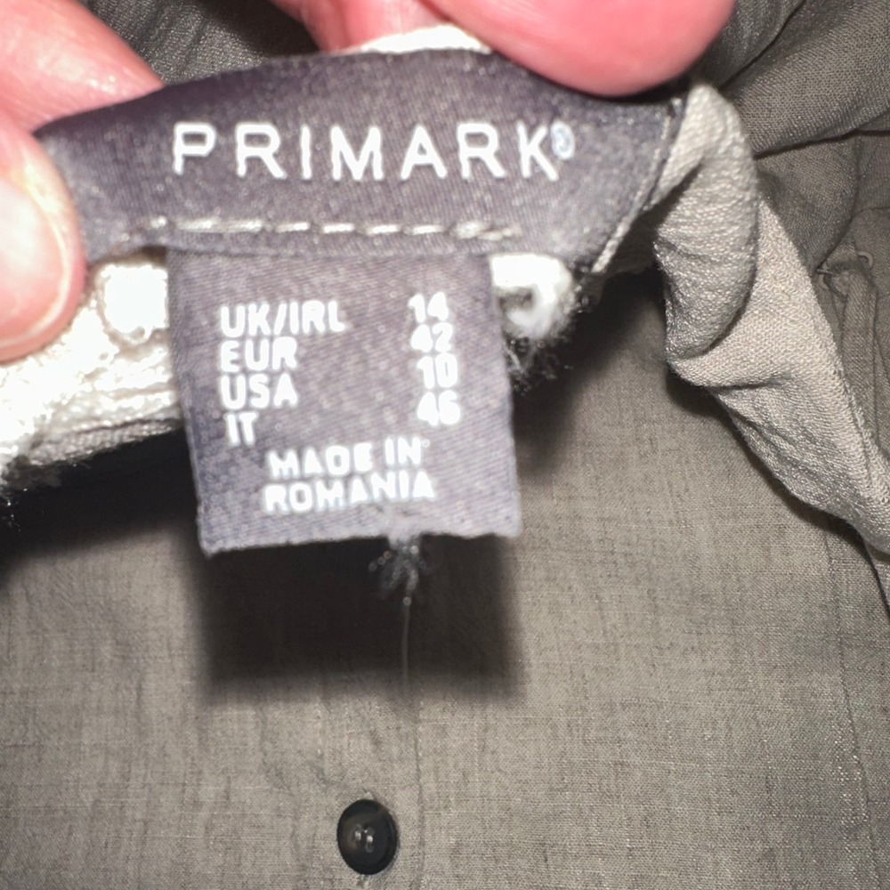 Primark Linen Blend Button Front Midi Dress Beige Tie Waist Cami Size 10‎ - Picture 5 of 6